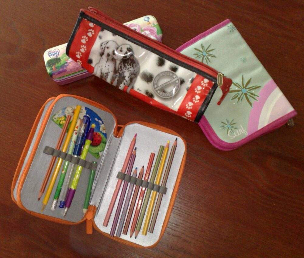 Assorted school pencil cases in different materials and formats
