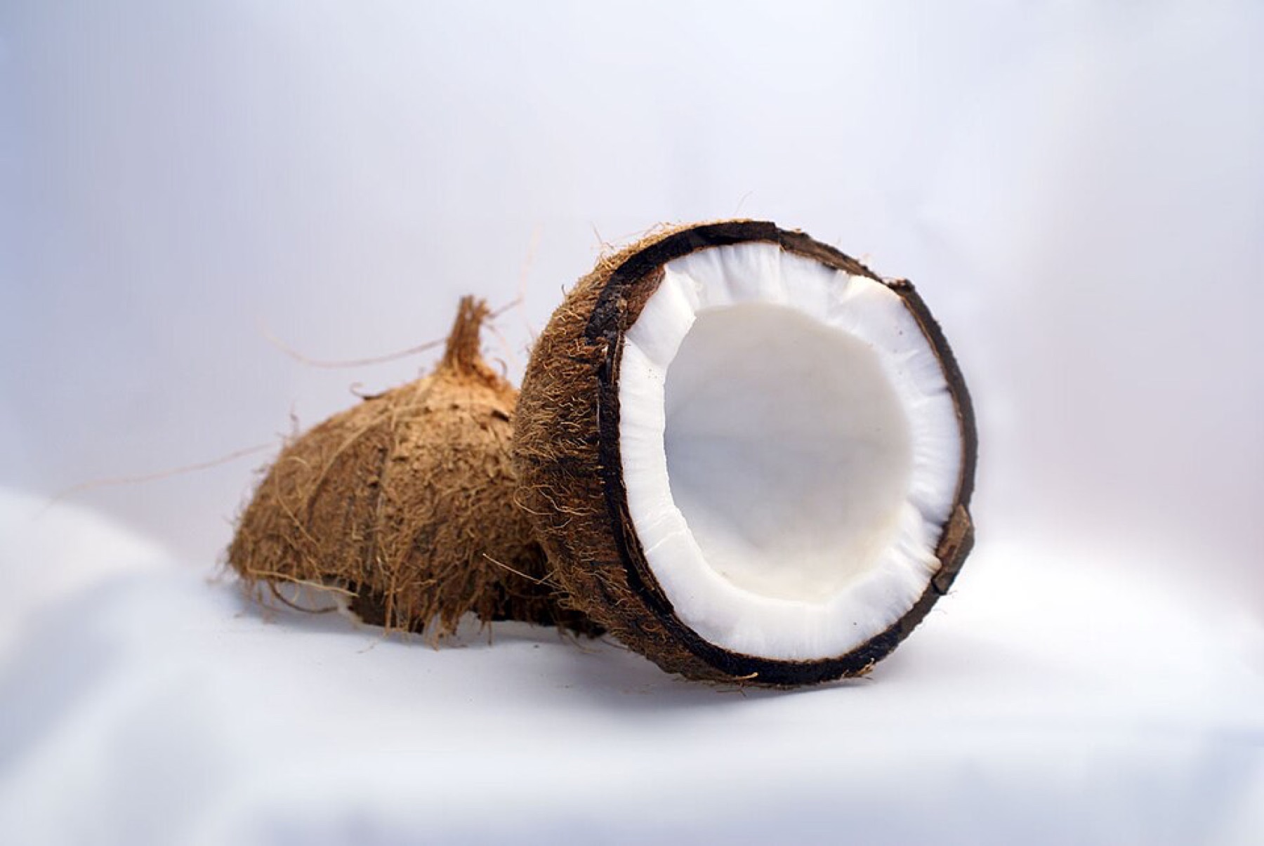 Whole coconut on a neutral background