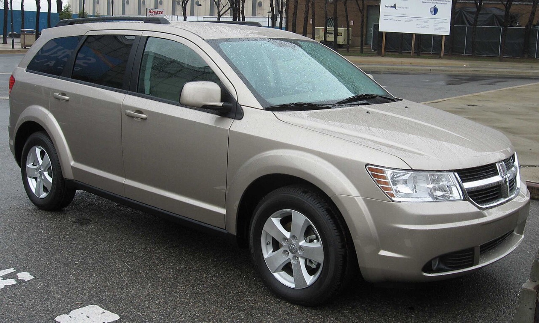 Silver Dodge Journey parked on street