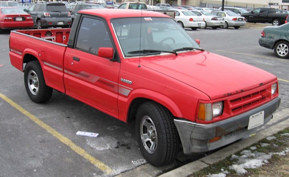 Mazda B2200 pickup truck in side view