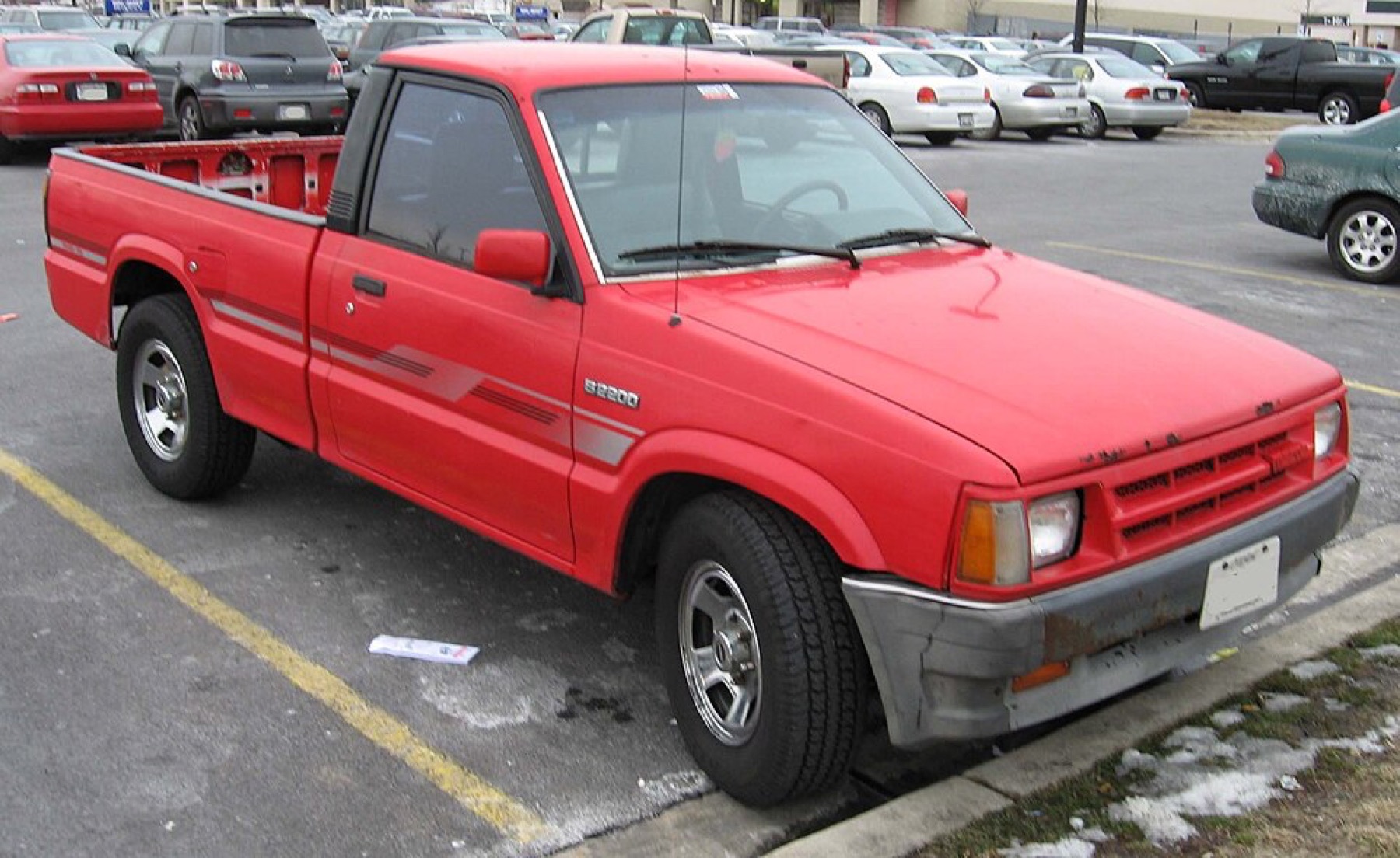 Mazda B2200 pickup truck in side view