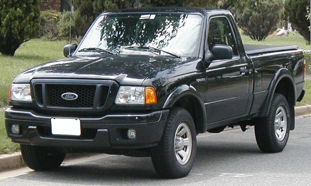 Blue Ford Ranger pickup truck parked outdoors