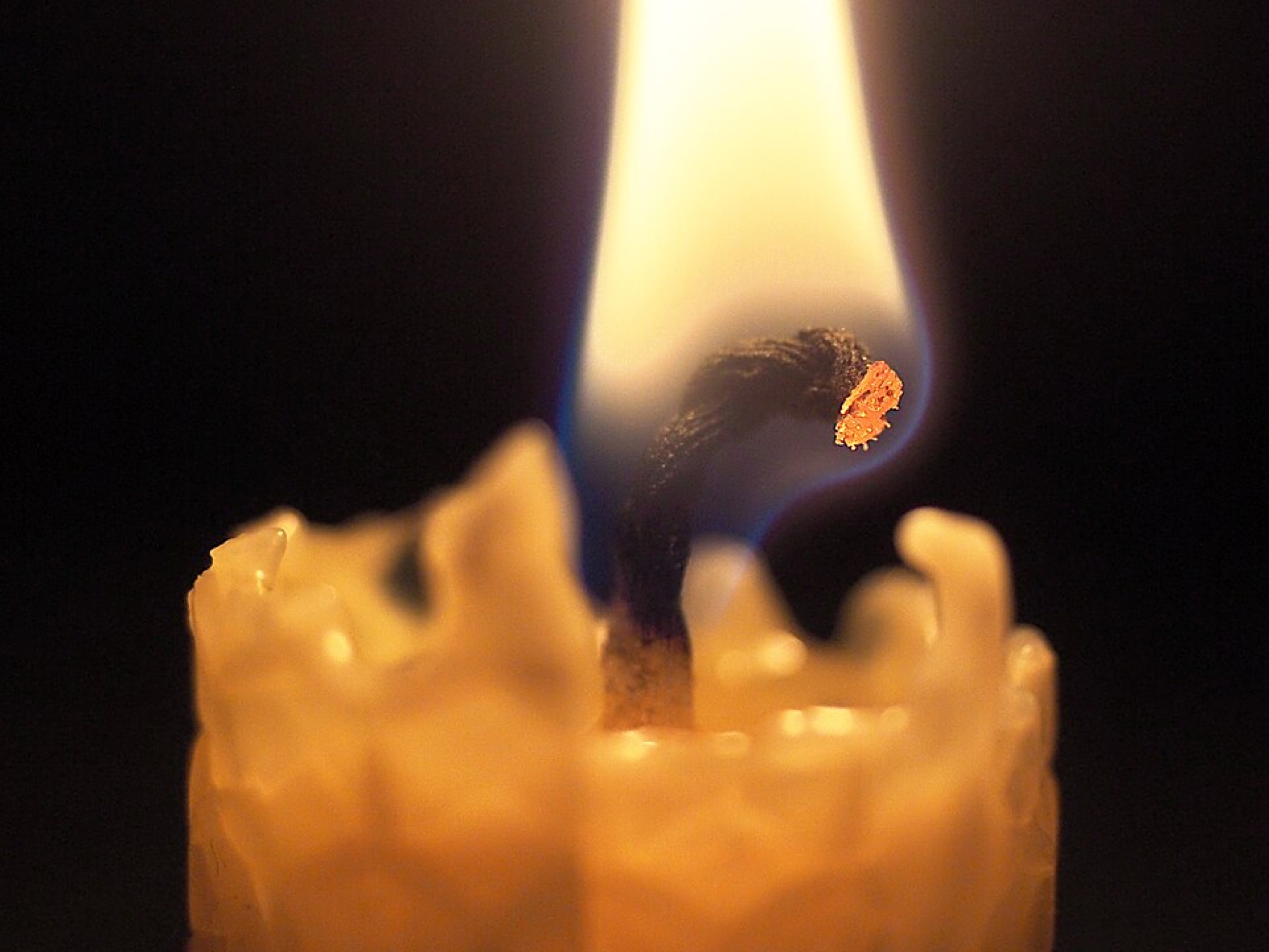 Close-up of a candle wick and flame illustrating core cost drivers like wax and wick materials