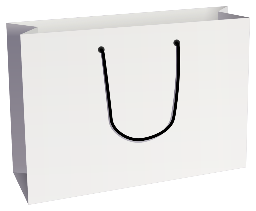Illustration of a white paper bag with handles, showing the basic construction buyers should compare