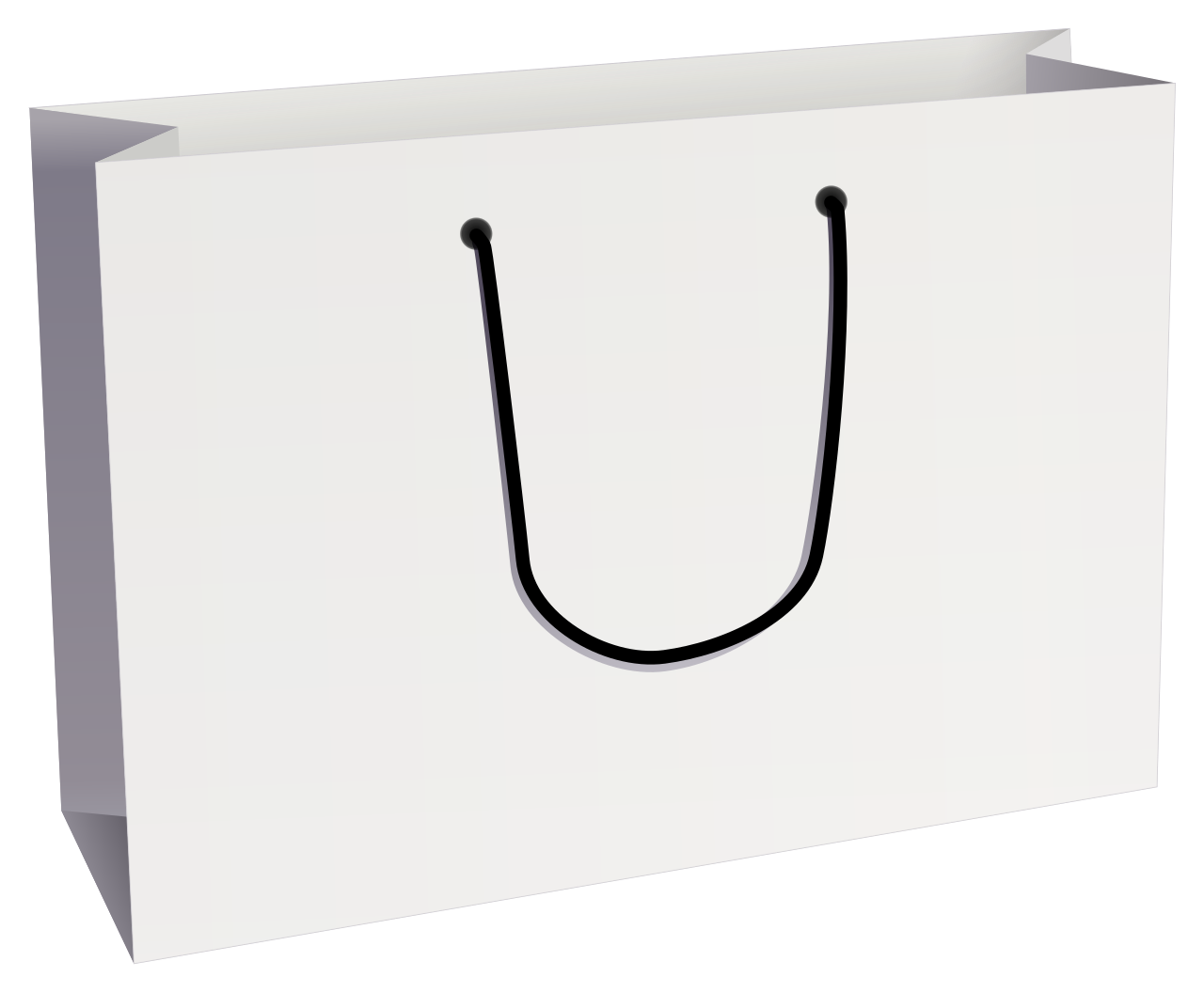 Illustration of a white paper bag with handles, showing the basic construction buyers should compare