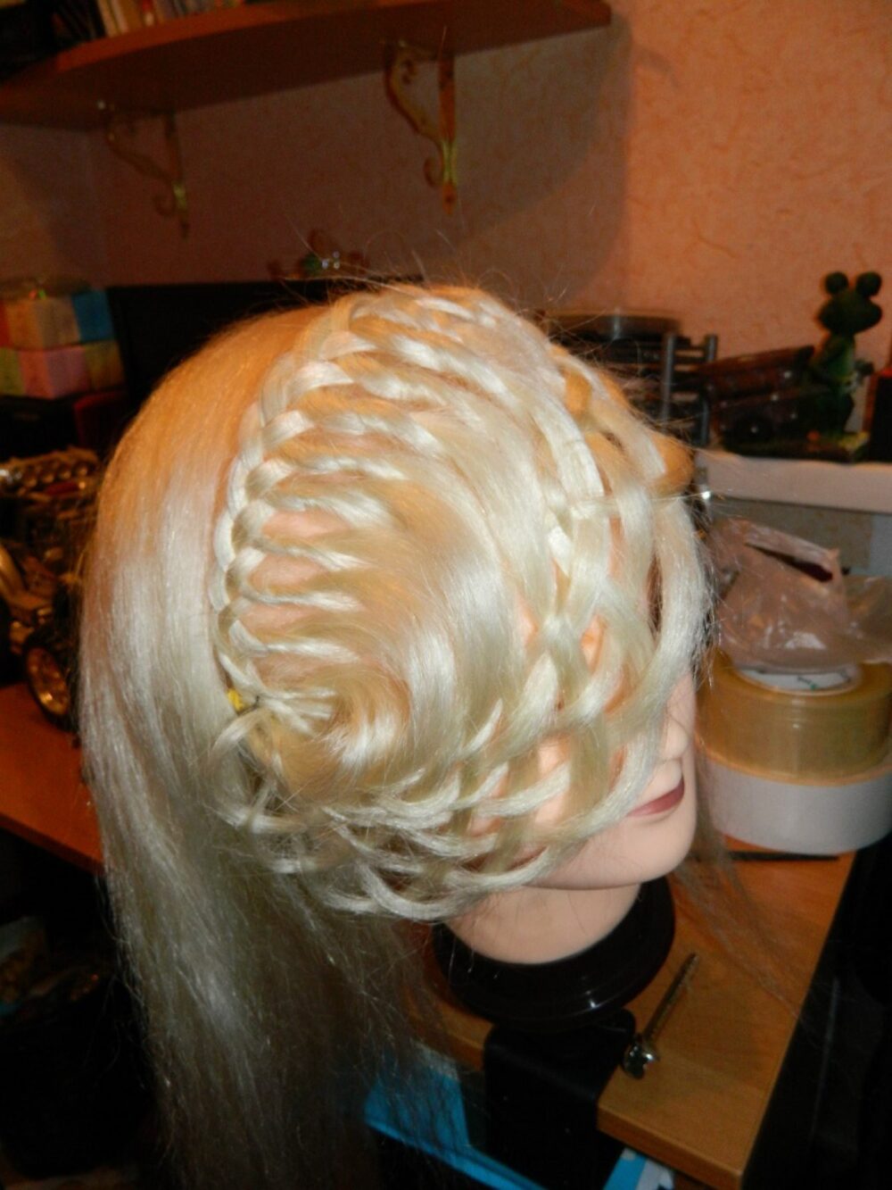 Foam mannequin head displaying a wig, similar to products sourced cross-border