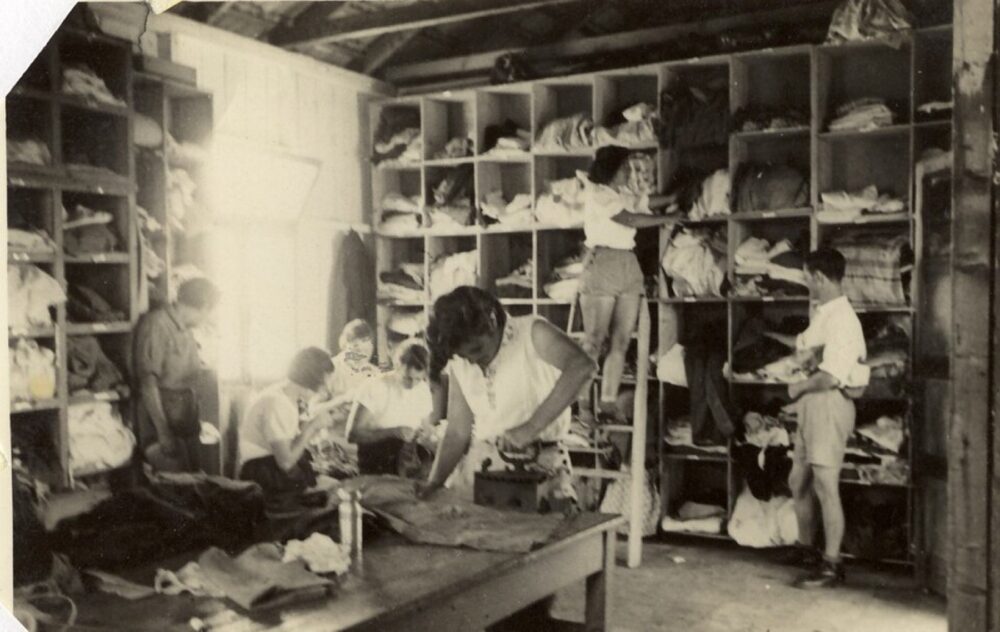 Clothing warehouse inventory handling scene