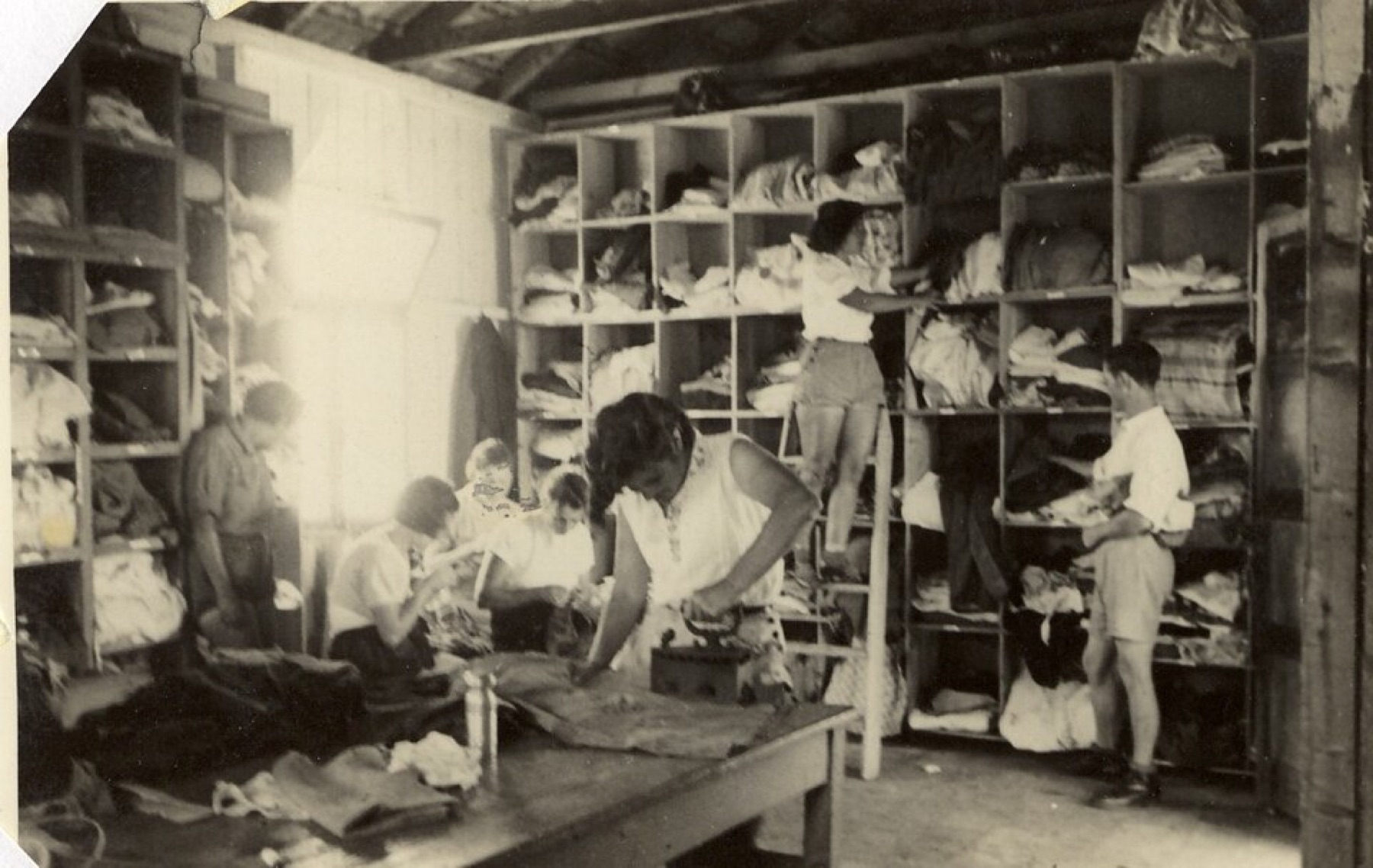 Clothing warehouse inventory handling scene