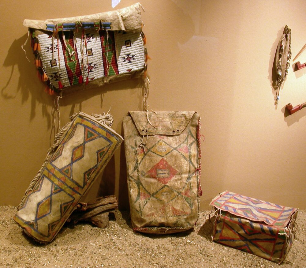 Assorted fabric pouches laid out together