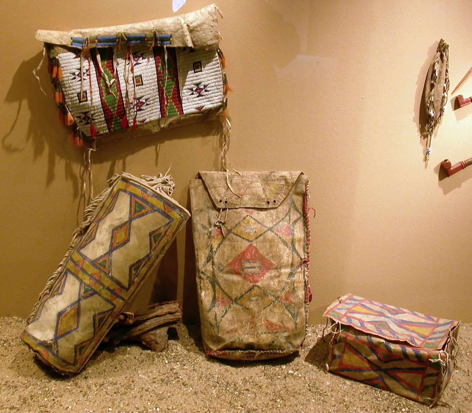Assorted fabric pouches laid out together