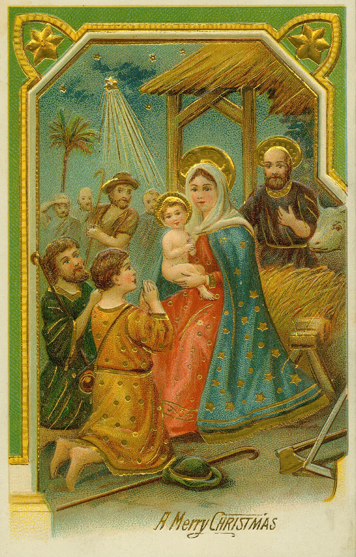 Traditional nativity scene illustration
