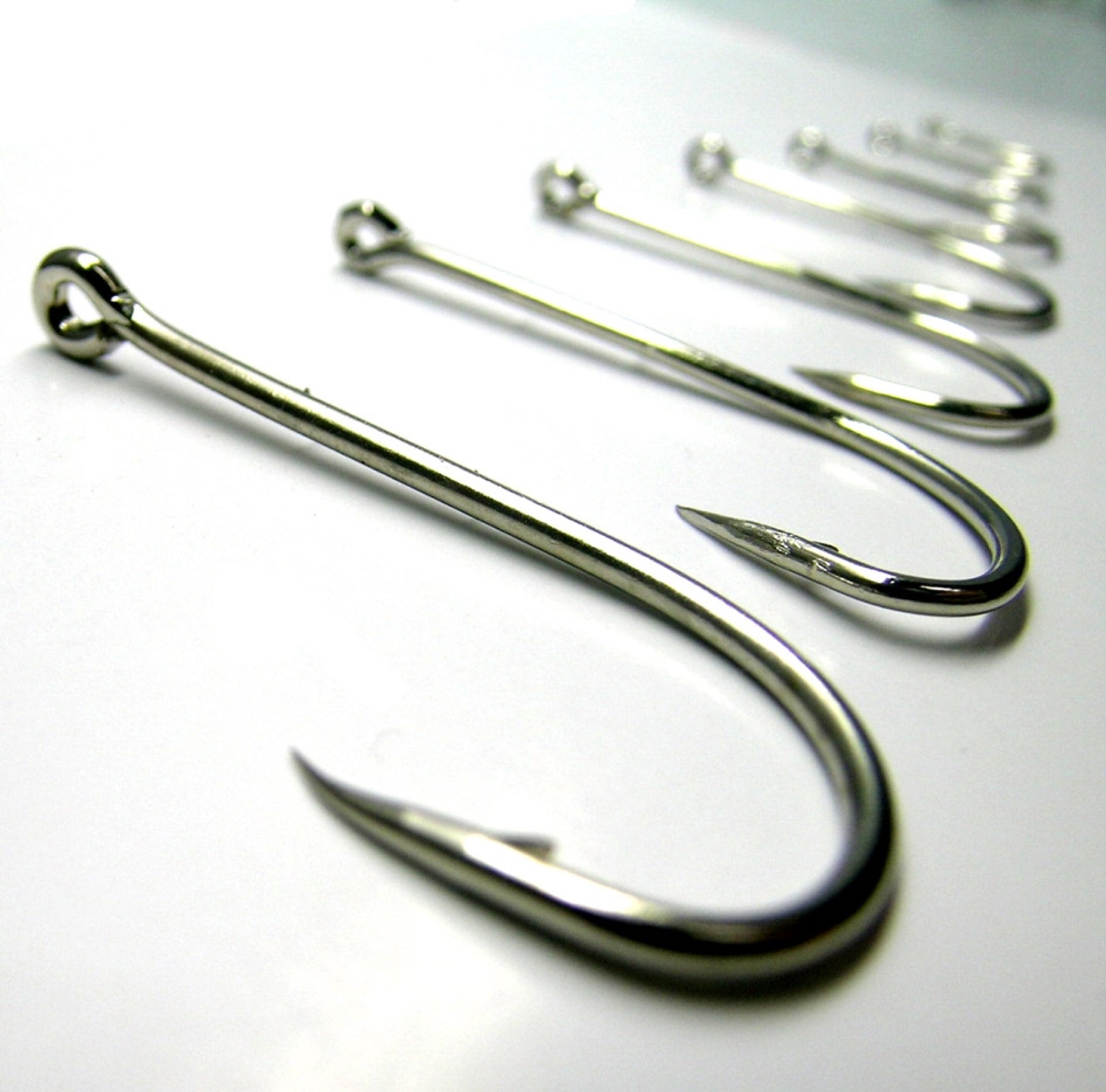Assorted fishing hooks illustrating jig-head hardware quality