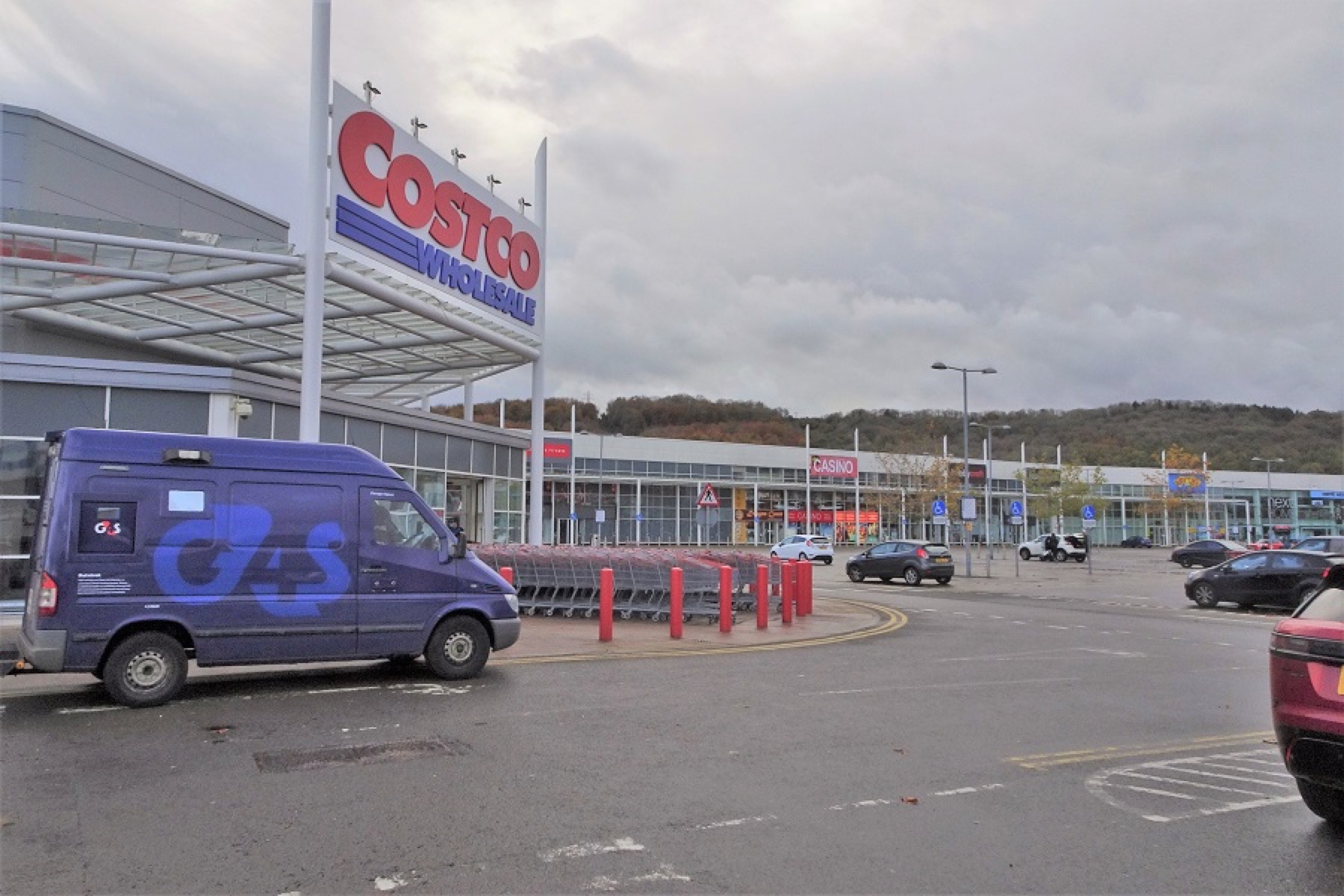 Exterior view of a Costco warehouse building