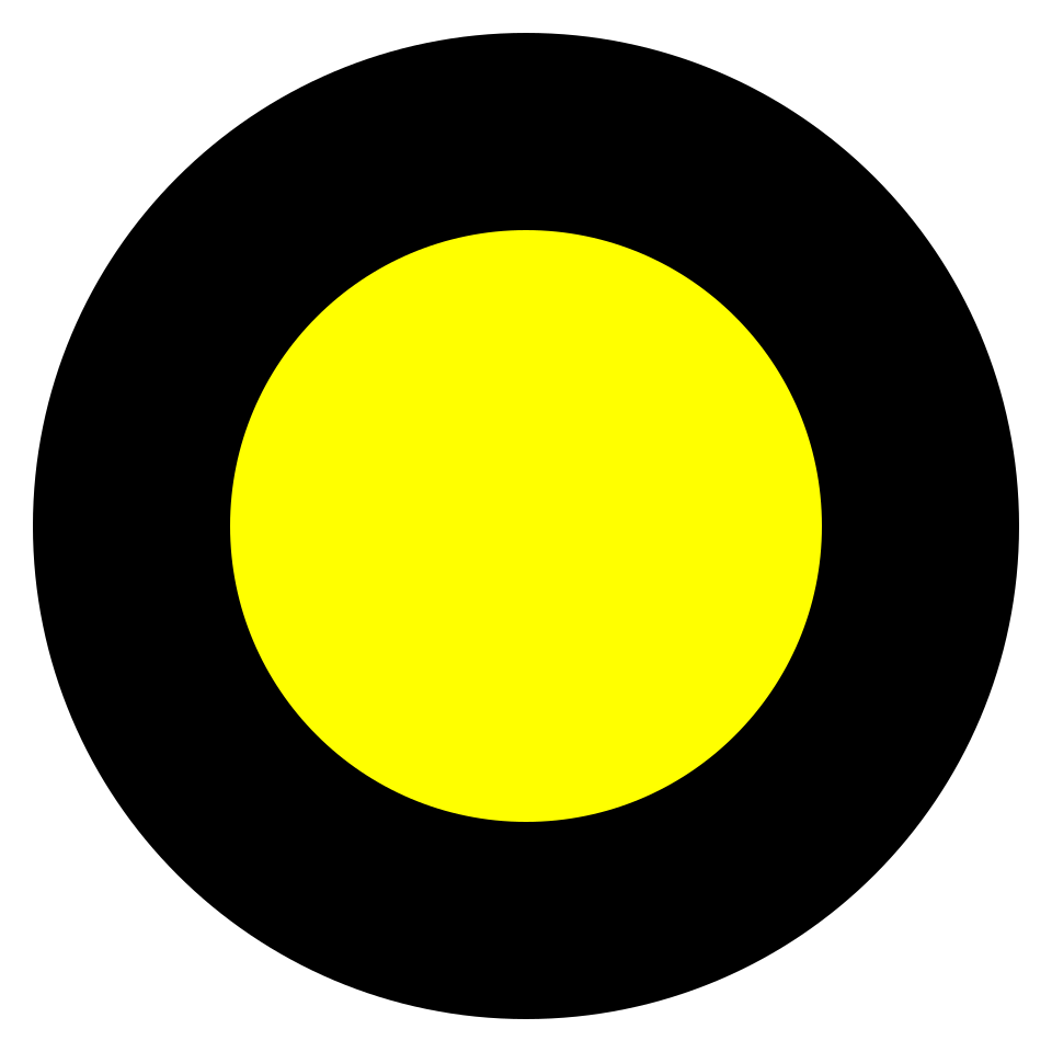 Simple yellow circle showing the target round label shape