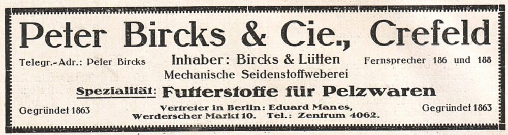 Historic advertisement for a wholesale manufacturer, illustrating the long-standing nature of factory-based bulk supply.