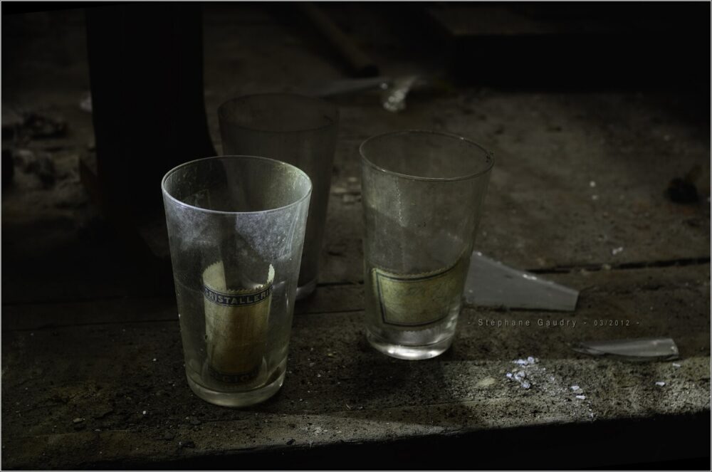 Industrial stamp on machinery in an old glassware factory, illustrating origin marking and manufacturing context