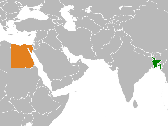 Map showing Bangladesh and Egypt locations