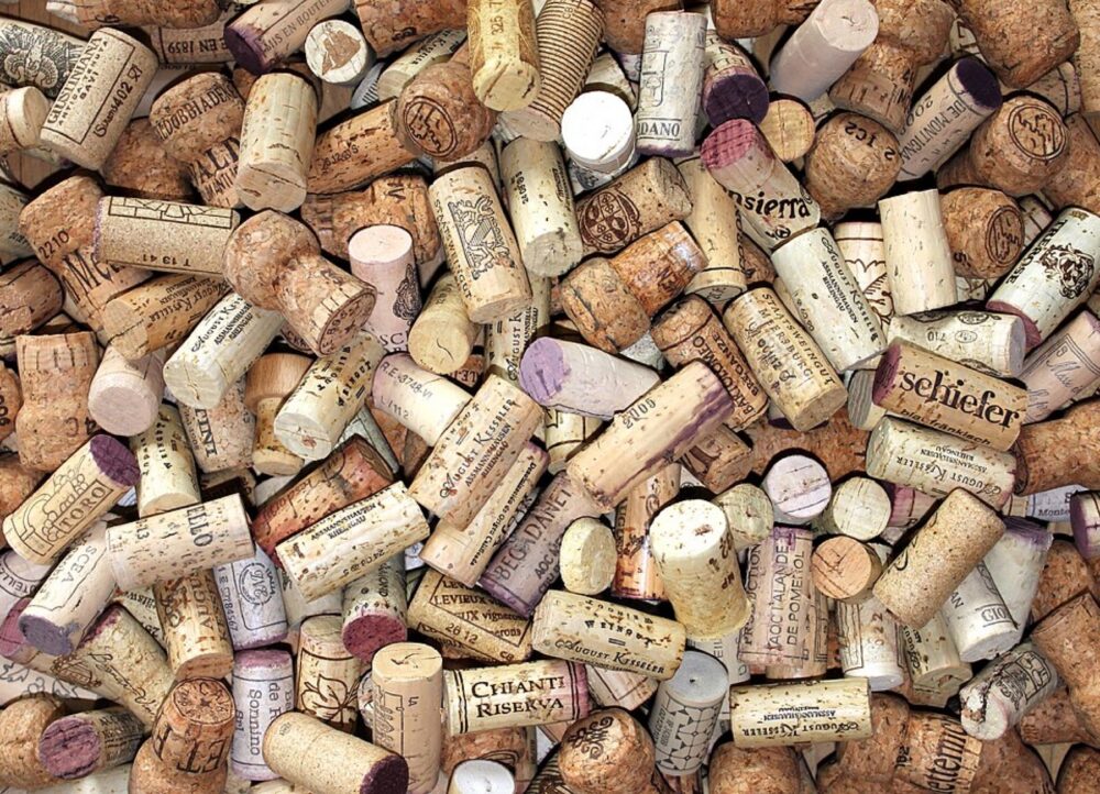 Assorted natural wine corks in different shapes and sizes