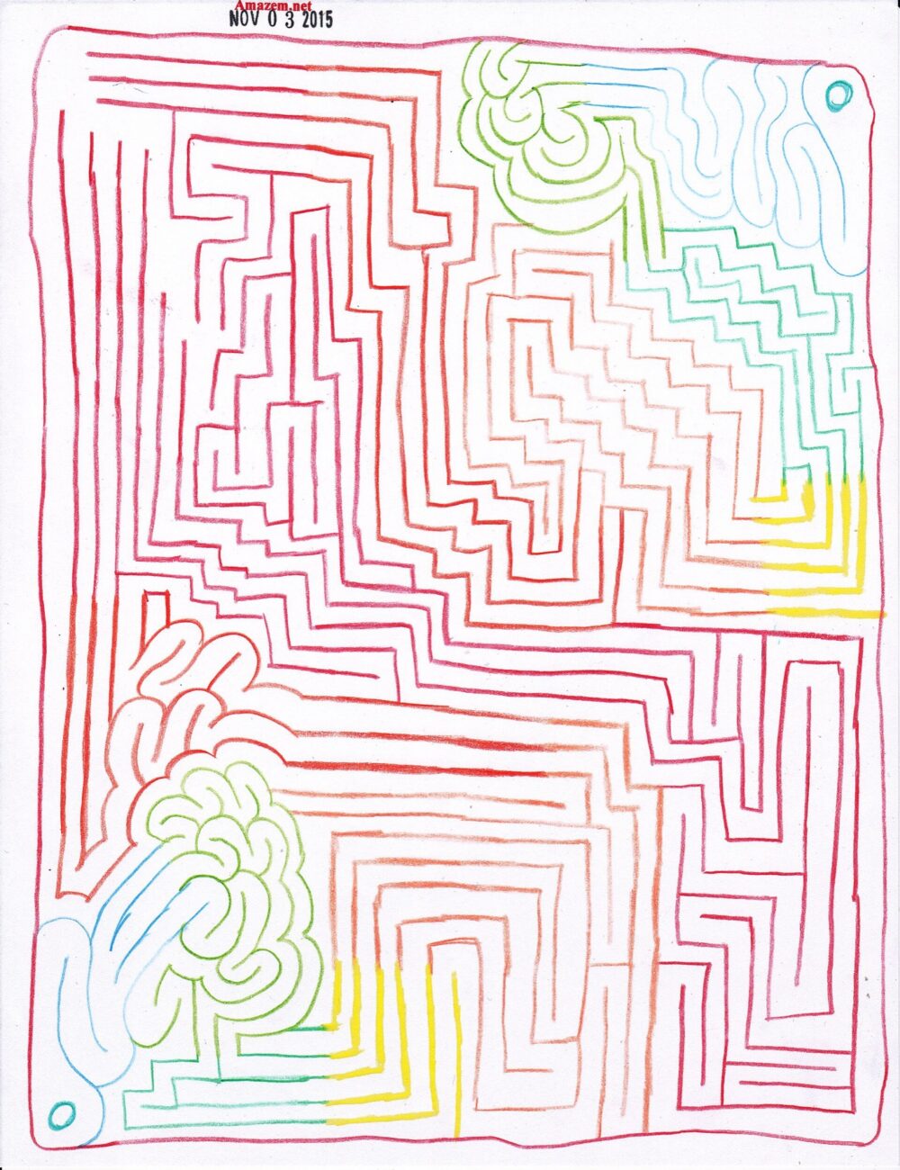 Abstract rainbow-colored maze illustration symbolizing different supplier paths