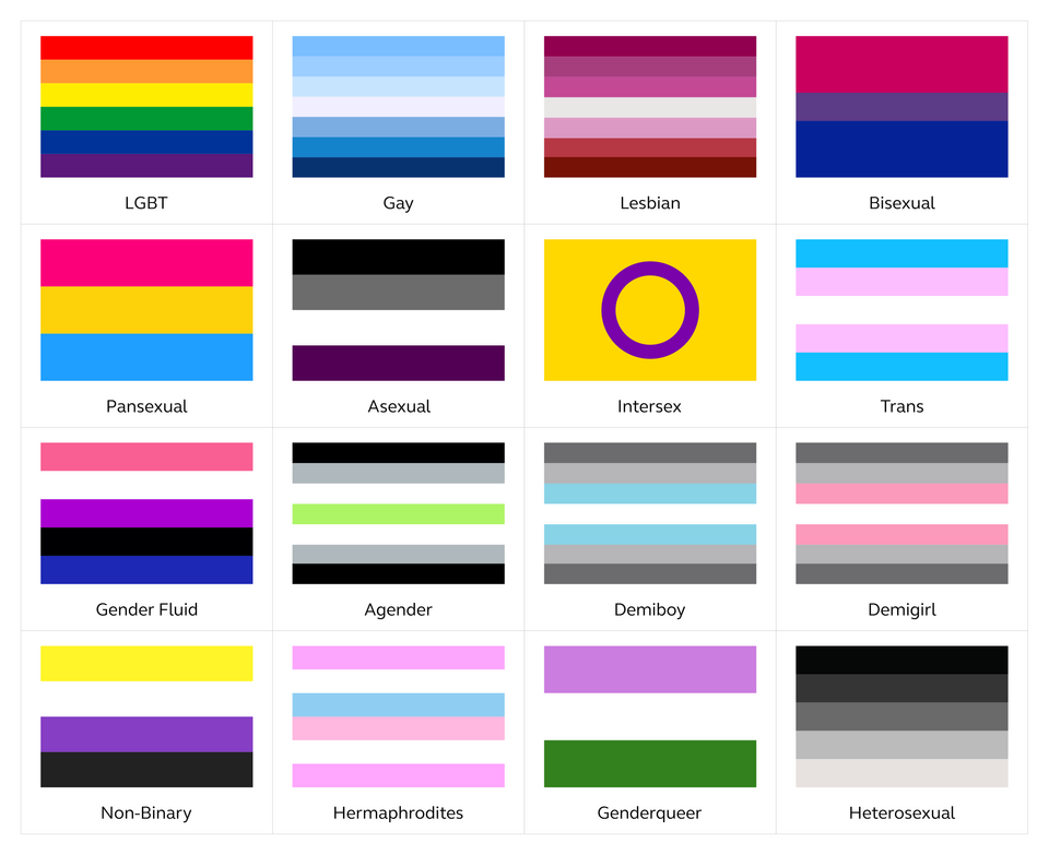 Selection of different LGBT pride flags