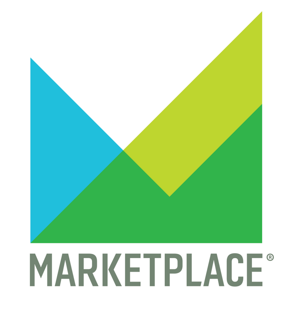 Stylized marketplace logo representing a digital marketplace brand