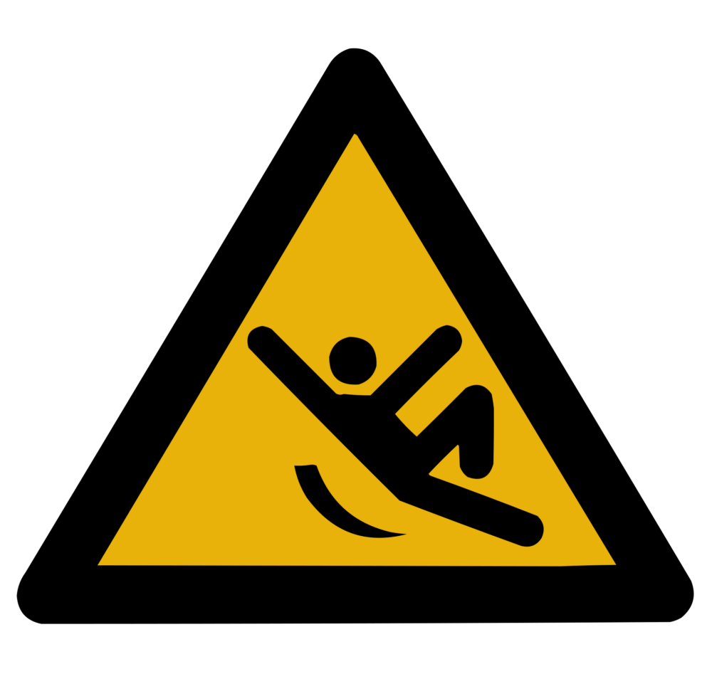Wet floor warning safety symbol indicating slip risk.