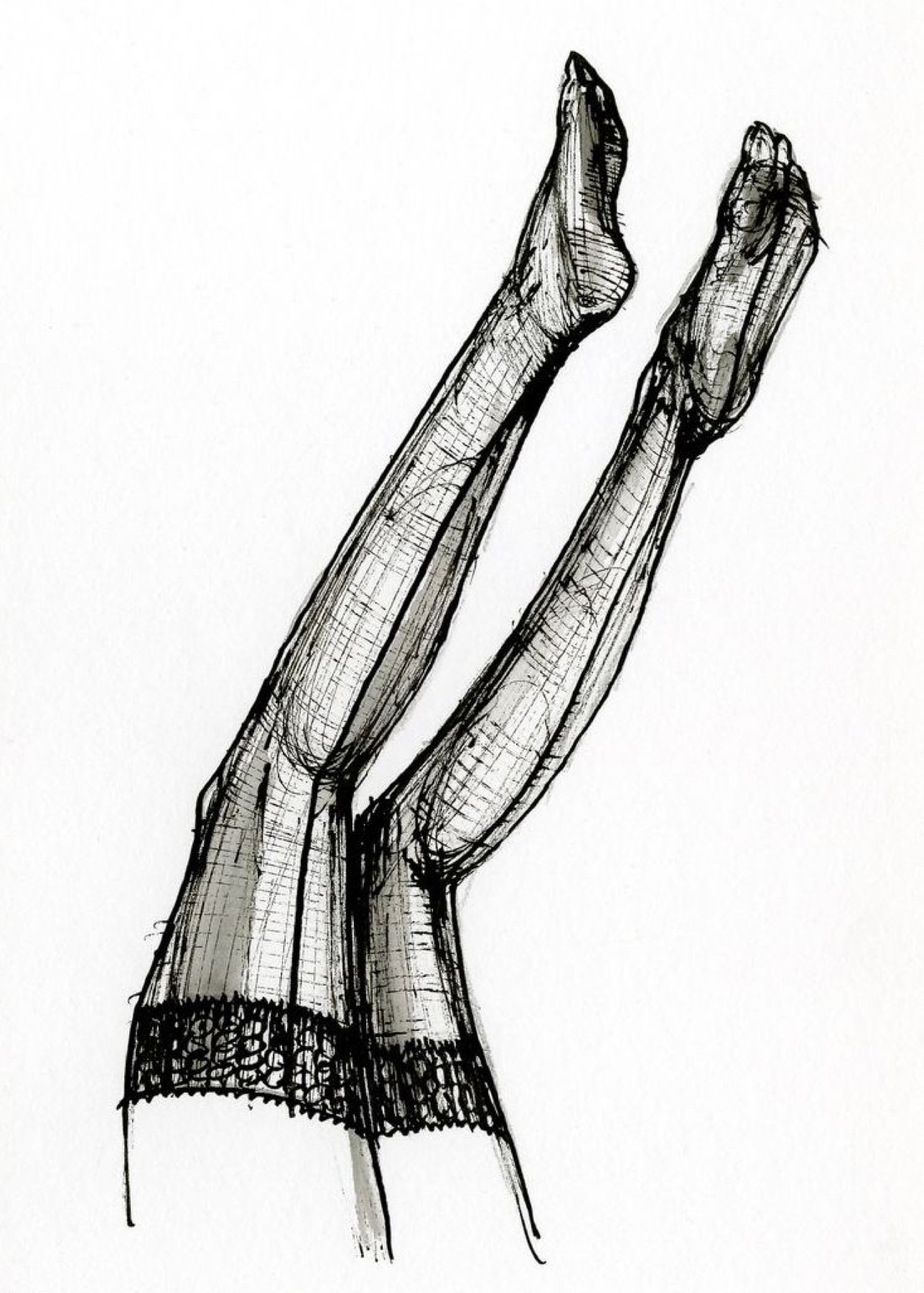 Illustration of stockings, emphasizing hosiery category in sourcing comparisons