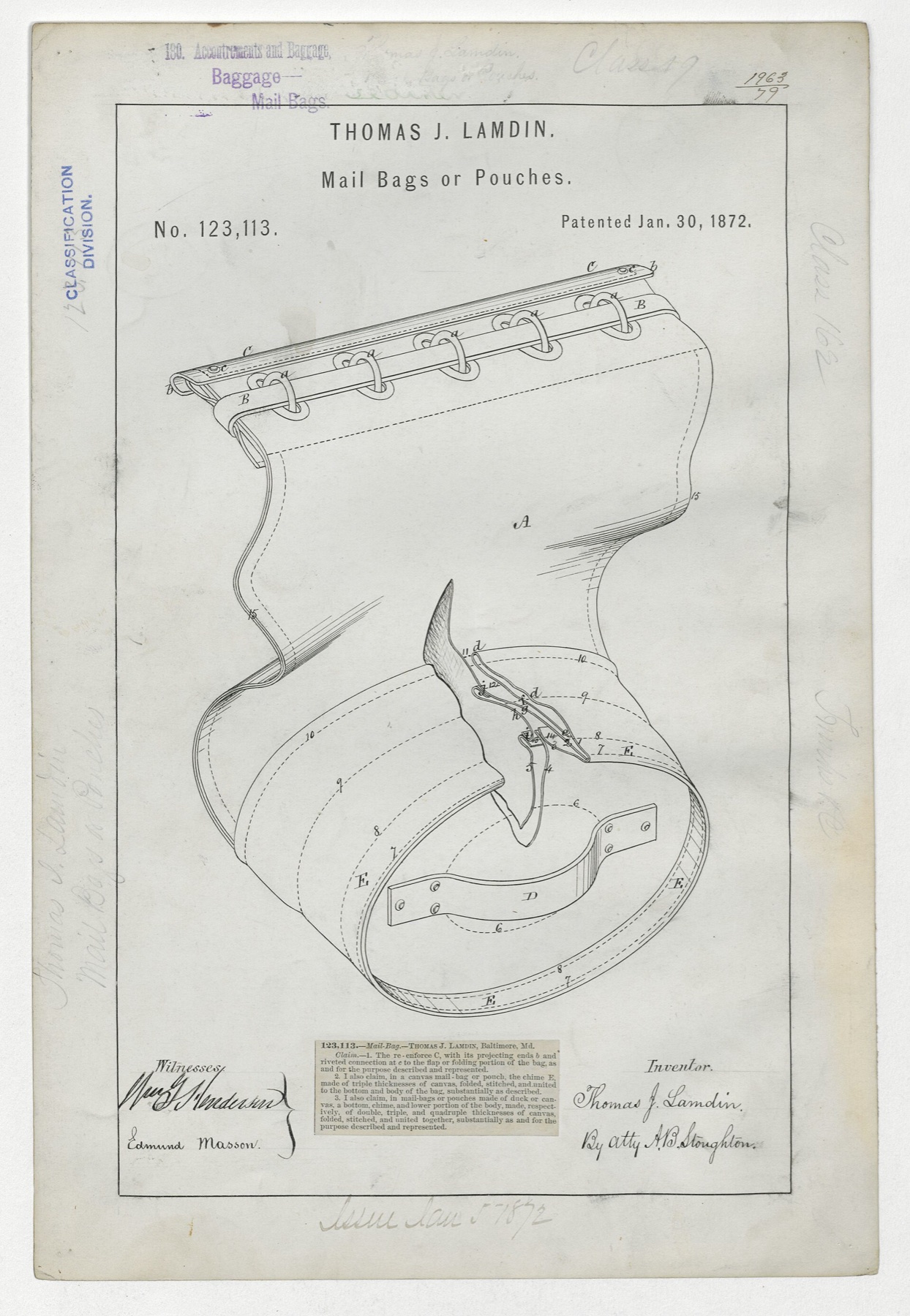 Historic technical drawing of different pouch designs