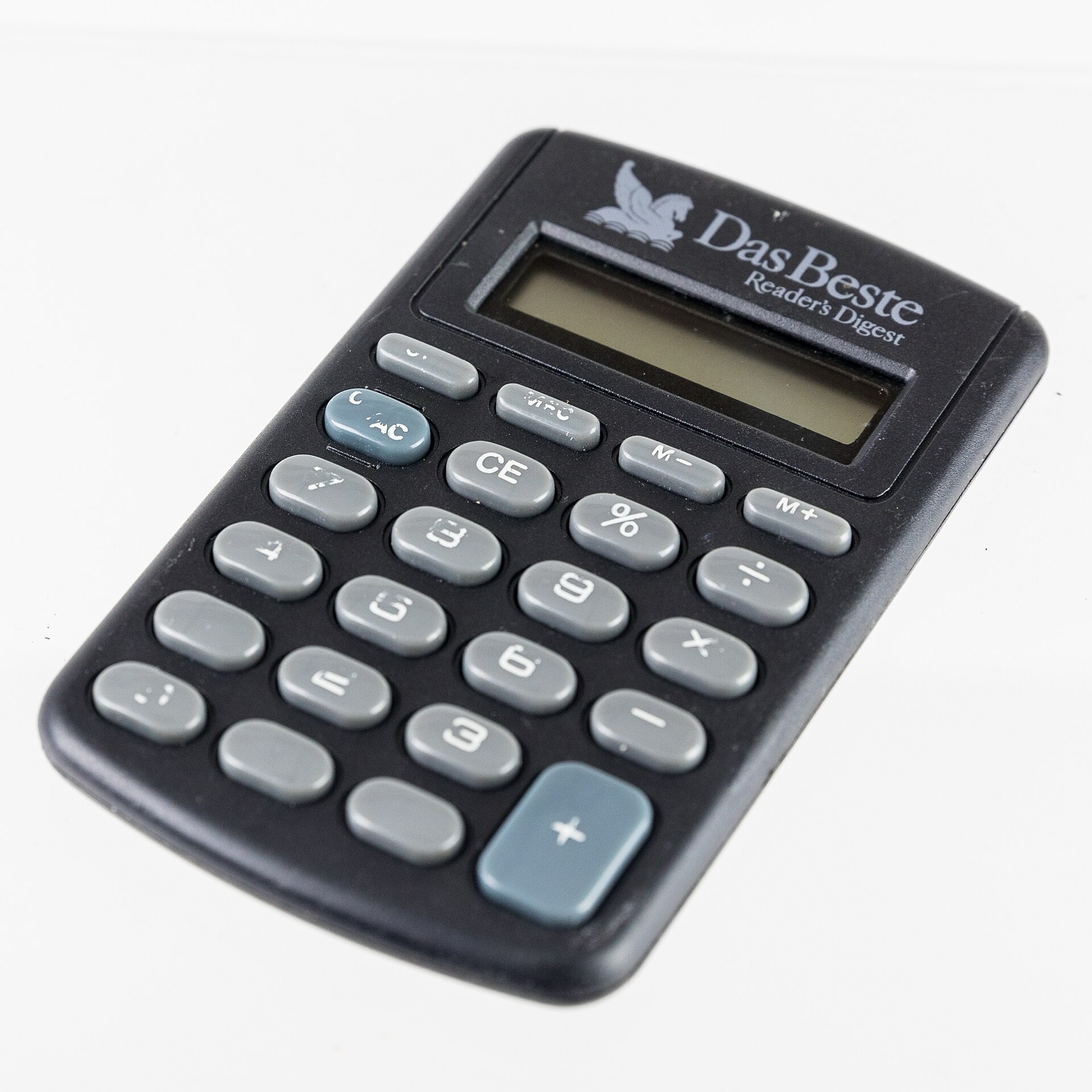 Flat calculator showing branded promotional printing