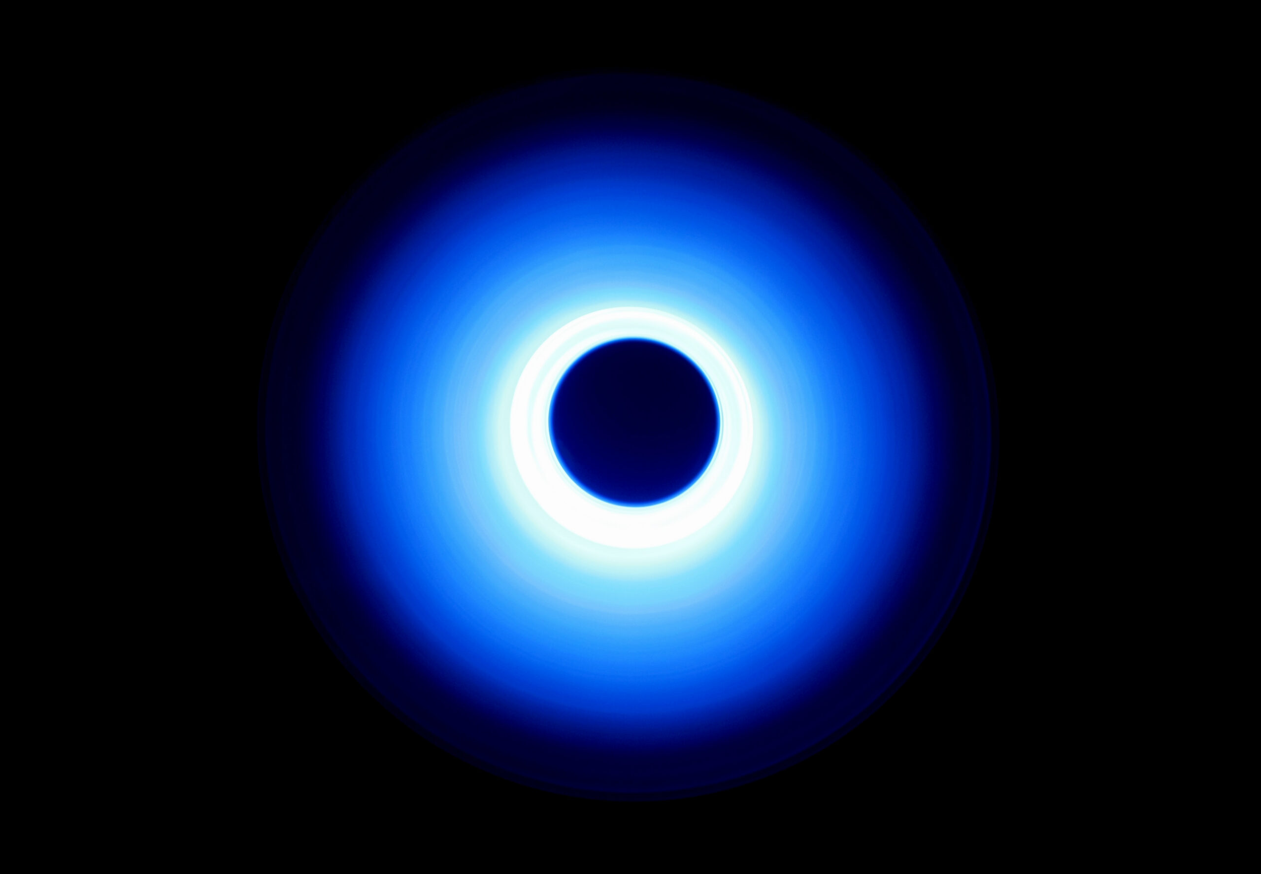 A blue USB mini fan operating with LED light effects, showing a more feature-rich promotional fan format