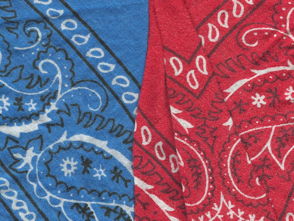 Red and blue paisley bandanas suitable for western-themed party favors